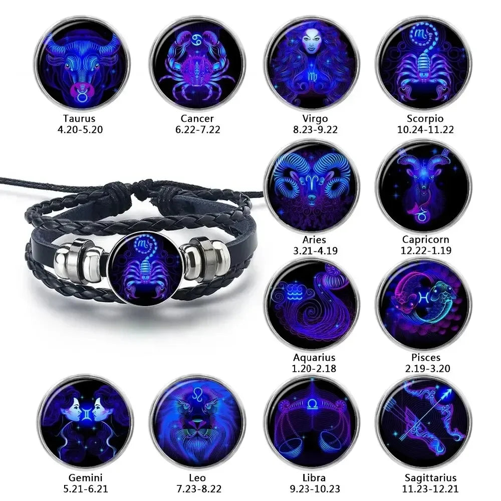 PULSERA DE CUERO CON SIGNO DEL ZODIACO