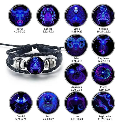 PULSERA DE CUERO CON SIGNO DEL ZODIACO