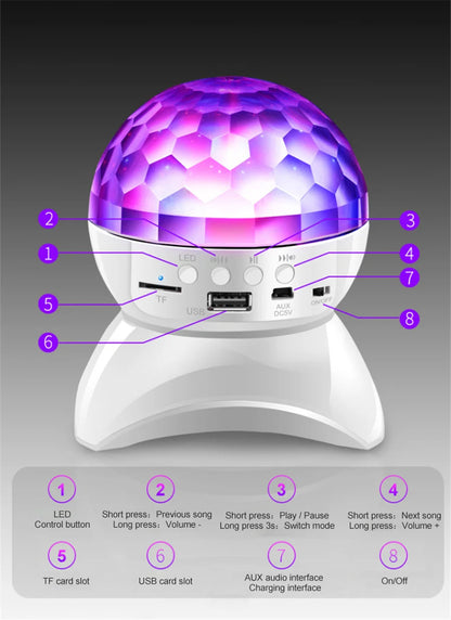 BOLA DE LUZ LED RGB CON PARLANTE BLUETOOTH