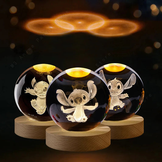 LÁMPARA 3D STITCH EN BOLA DE CRISTAL – LUZ NOCTURNA DECORATIVA