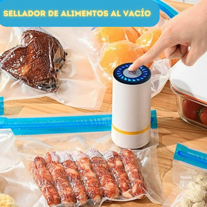 MINI SELLADOR AL VACÍO PORTÁTIL CON 10 BOLSAS REUTILIZABLES