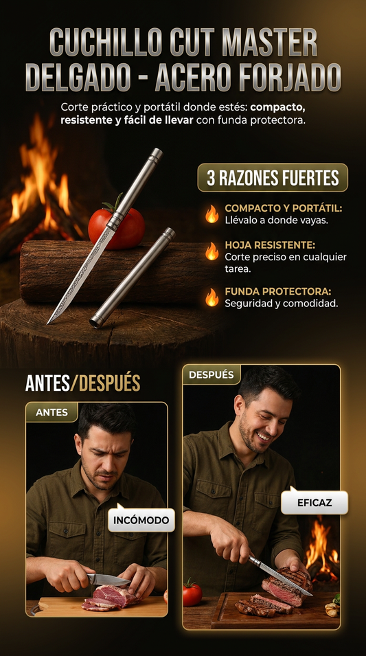 CUCHILLO -CUT MASTER DELGADO -ACERO FORJADO🔥