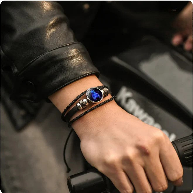 PULSERA DE CUERO CON SIGNO DEL ZODIACO