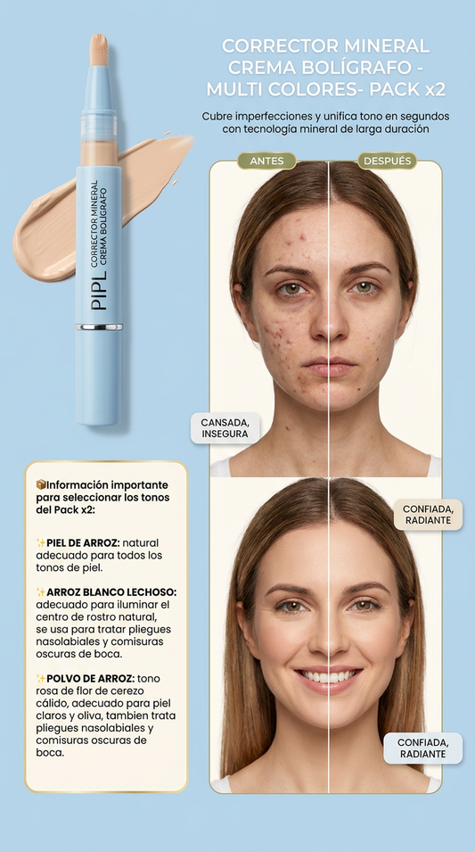 CORRECTOR MINERAL CREMA BOLÍGRAFO - MULTI COLORES- PACK x2