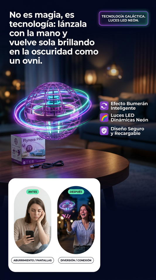 Dron Boomerang Galáctico LUCES LED NEÓN