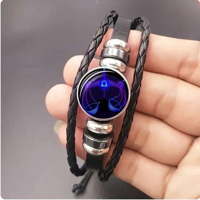 PULSERA DE CUERO CON SIGNO DEL ZODIACO