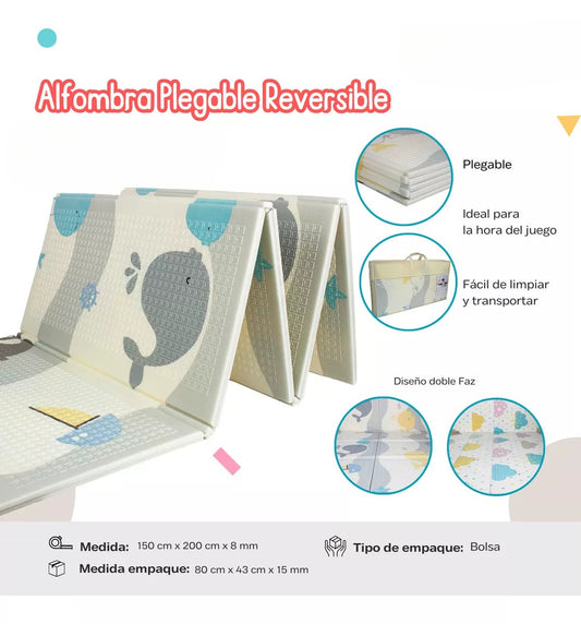 TAPETE ALFOMBRA REVERSIBLE Y PLEGABLE ANTIGOLPES PARA NIÑOS