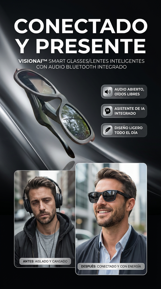 VISIONAI™ SMART GLASSES/LENTES INTELIGENTES CON AUDIO BLUETOOTH INTEGRADO