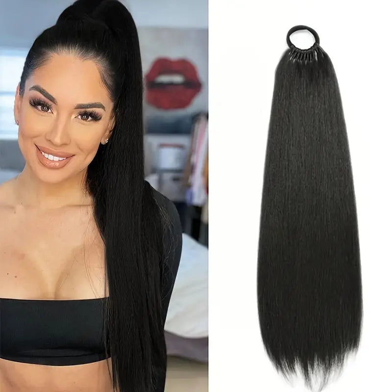 3 EXTENSIÓNES DE CABELLO SINTÉTICO DE COLETA TRENZADA CON ELÁSTICO