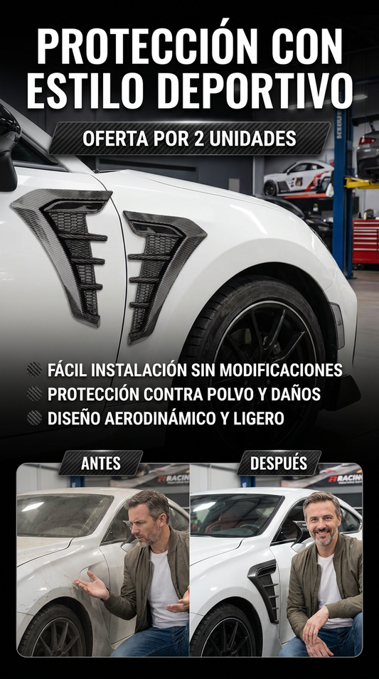 x 2 unidades - Guardabarros de flujo de enmalle lateral de coche