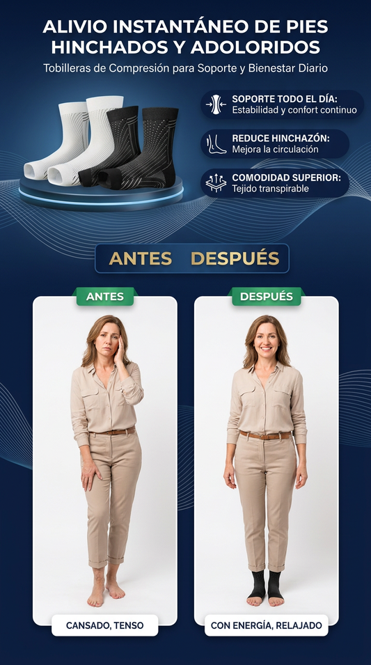 TOBILLERAS DE COMPRESIÓN /ALIVIO INSTANTÁNEO DE PIES HINCHADOS Y ADOLORIDOS(PAR)